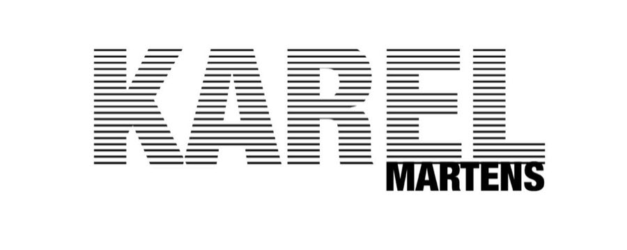 Wordmark study one: striped letterforms tested at different band densities.